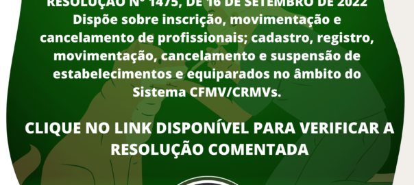 RESOLUÇÃO Nº 1475, DE 16 DE SETEMBRO DE 2022